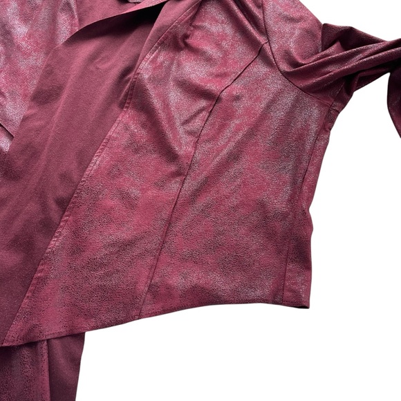 Knox Rose Women XL Burgundy Faux Suede Leather Open Drape Waterfall Front Jacket - Picture 7 of 15